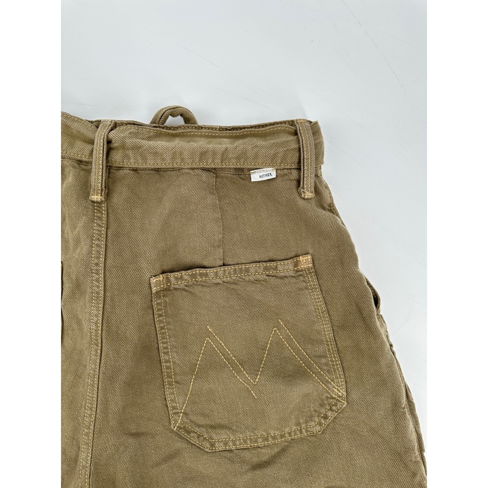 MOTHER The Chute Paperbag Shorts Olive Green High Waist Tie Belt Womens 26 - Picture 5 of 14